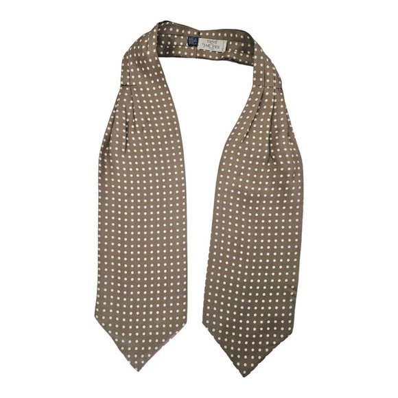 ERVÉ JACQUES Beige Polka Dot Silk ASCOT CRAVAT ITALY 52"/ 6.1" EC - Picture 1 of 2